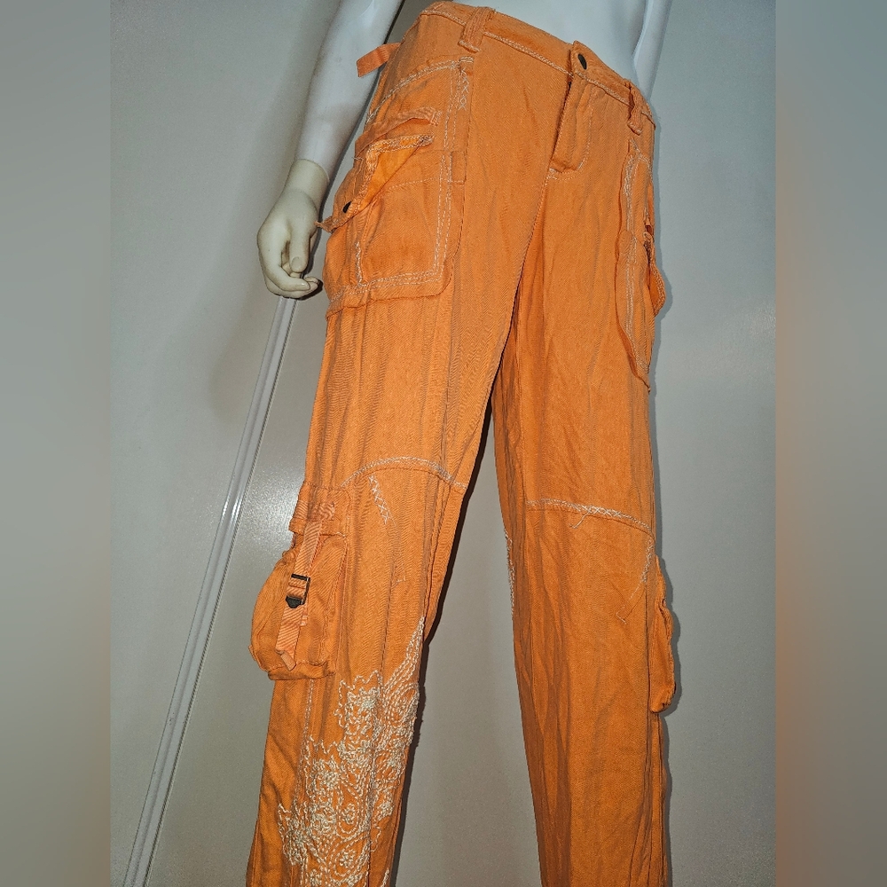 DA-NANG Orange Cargo Pants 100% Silk Size XS - Picture 7 of 16